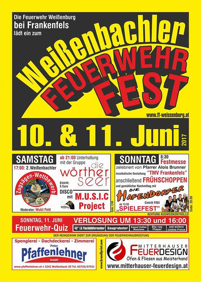 Das Plakat zum Weißenbachler Feuerwehrfest 2017